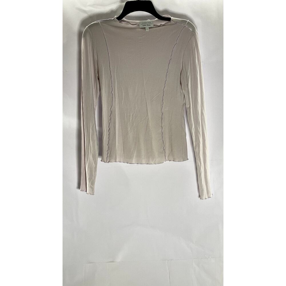 STOCKHOLM ATELIER & OTHER STORIES Blush Lettuce Trim Long Sleeve Rib Top SZ S